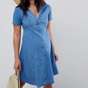 ASOS Maternity denim button through mini dress